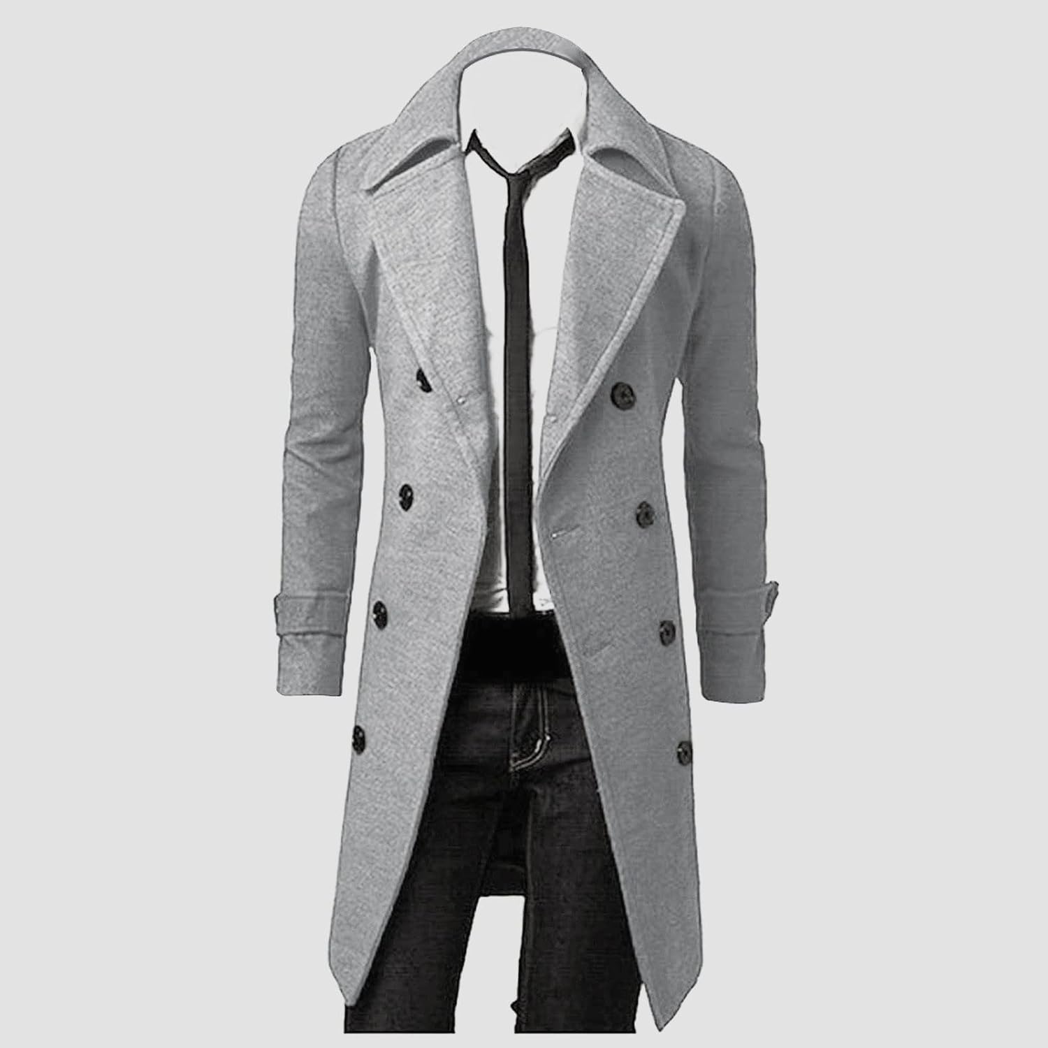Ymosrh Mens Winter Jackets Men Slim Stylish Trench Coat Double Breasted Long Jacket Coat Leather Jacket