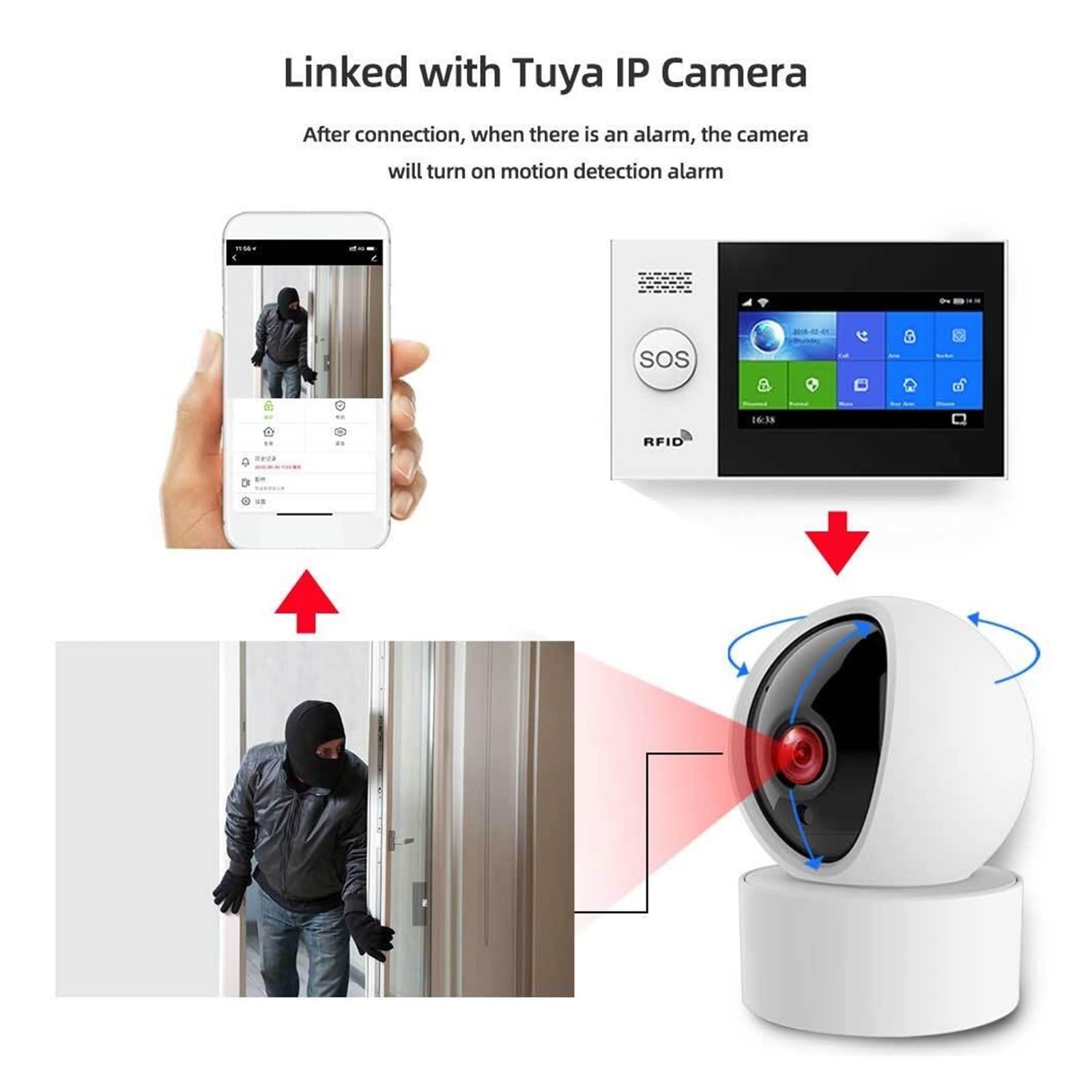 Tuya inalámbrico en casa gsm monitoreo del hogar cinturón de Seguridad Sensor Detector Movimiento Alarma antirrobo Control por aplicación Sup(Set 4)