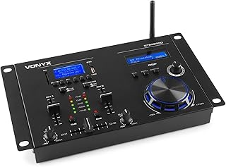 Vonyx STM3400 2 Channel DJ Mixer Bluetooth, USB, Crossfader, Cue, Scratch, and Jog Wheel with Talkover Mic Input