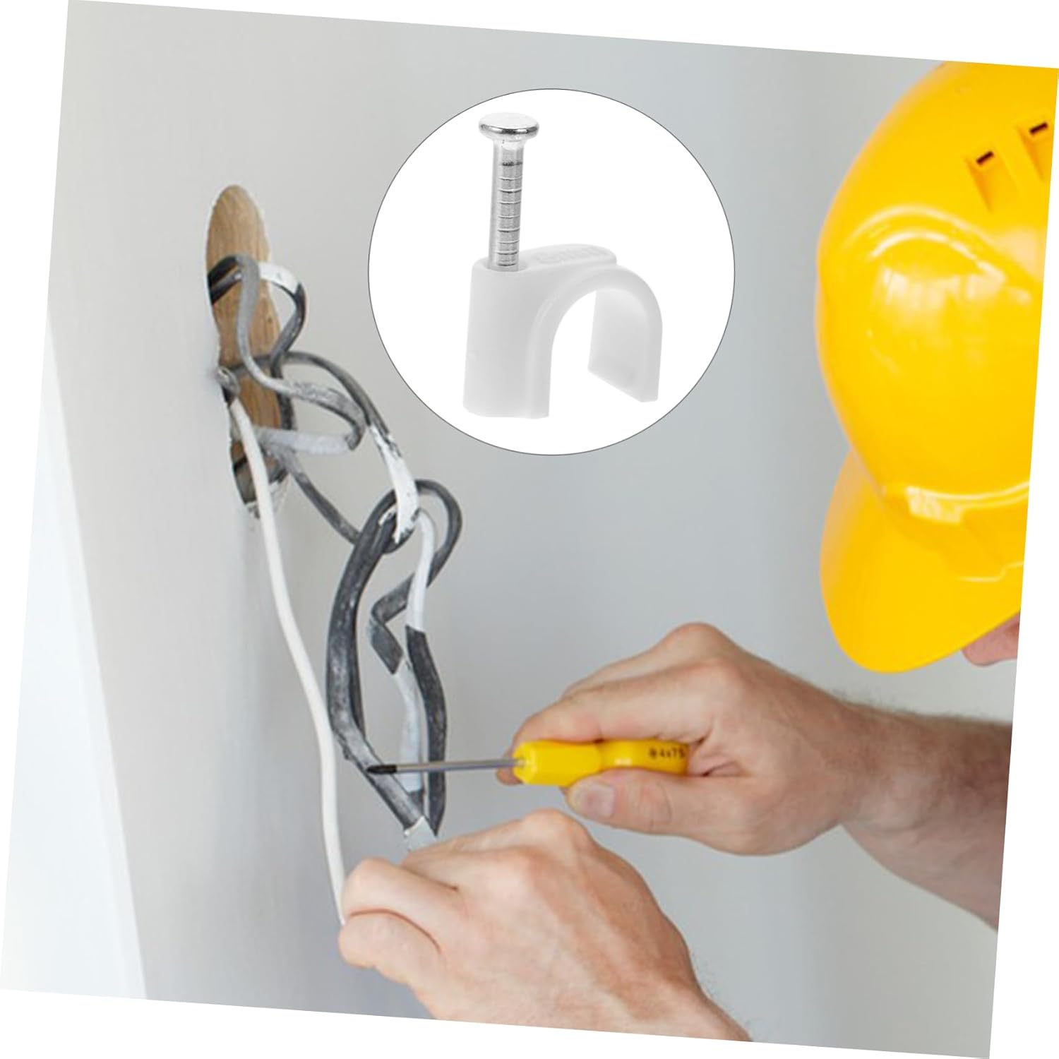 1500pcs Cable Clips Wire Fasteners for Wall Organization Flat Ethernet and Cable Holders for Use Made Pe for Performance