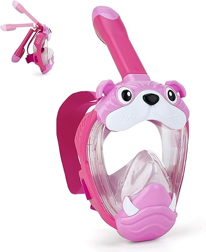 Miniatura 10 de Máscara de esnórquel de cara completa para niños, equipo de esnórquel para niños, máscara de esnórquel con vista panorámica de 180° con correas de