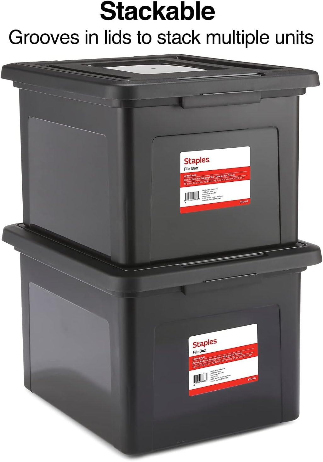 Staples Hanging File Folder Box, Storage Bin Organizer, Snap Lid image 4