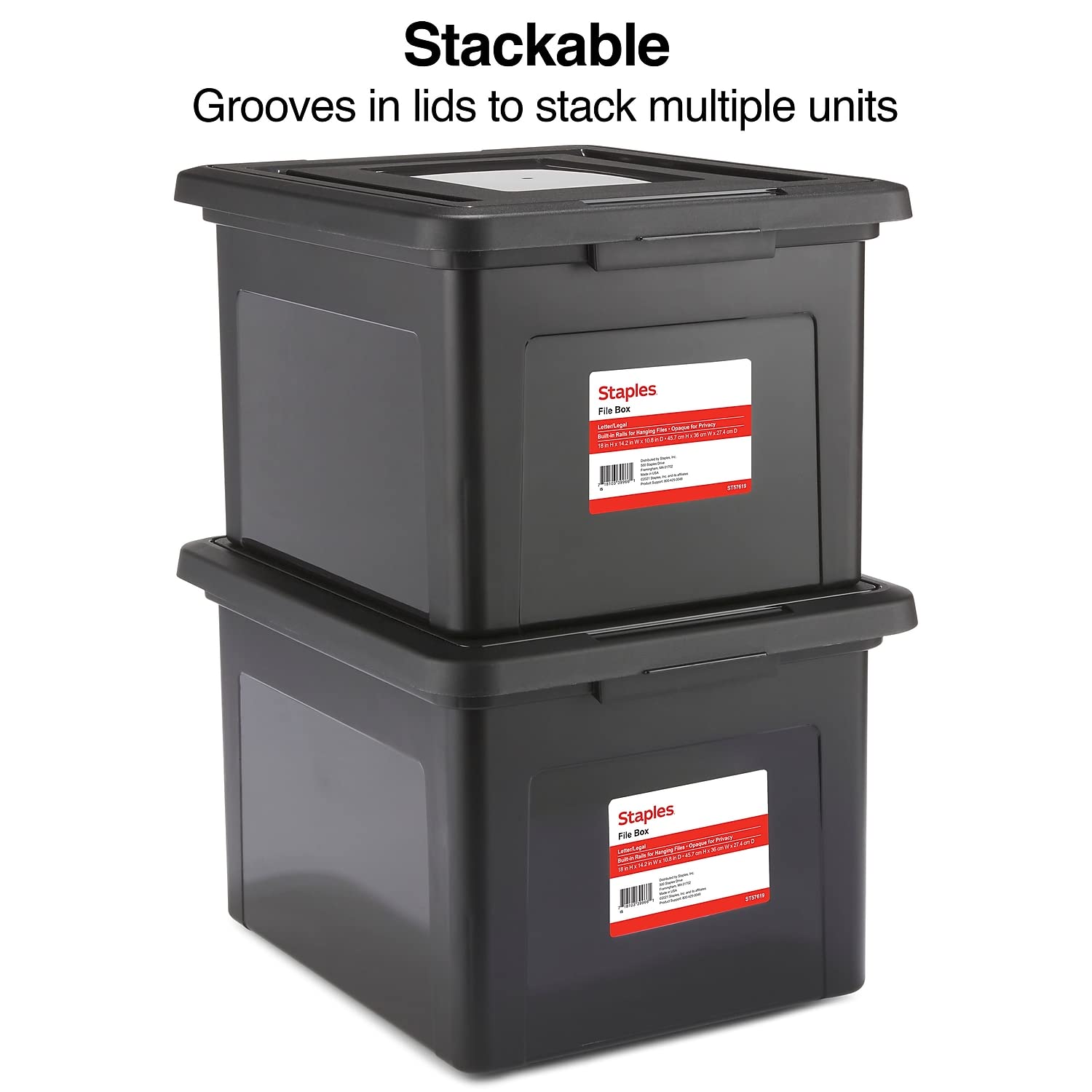 Staples Hängeregistraturbox, Schnappdeckel, Buchstaben-/Rechtsgröße, schwarz, 1 Stück