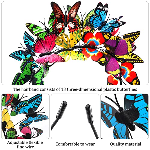 M&C Music Color Butterfly Fascinator Hat Monarch Derby Headband Butterfly Headband For Women Halloween Tea Party Costume Headpiece (A-Colorful) #TOP3