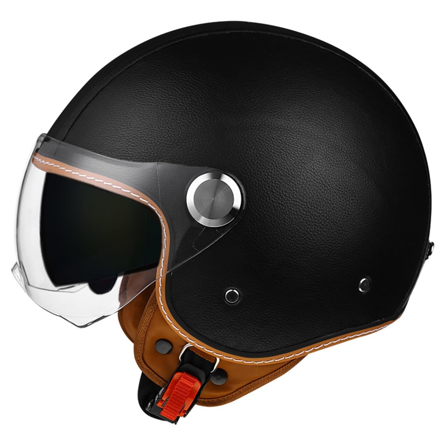 Retro 3/4 Casco Aperto Moto Mezzo Casco con Doppia Visiera Parasole, Vintage Style Caschi Jet Caschi Cromwell per Uomo E Donna Adulto, DOTECE Approvato Demi-Jet Casco da Moto(1,XL=61~62cm)
