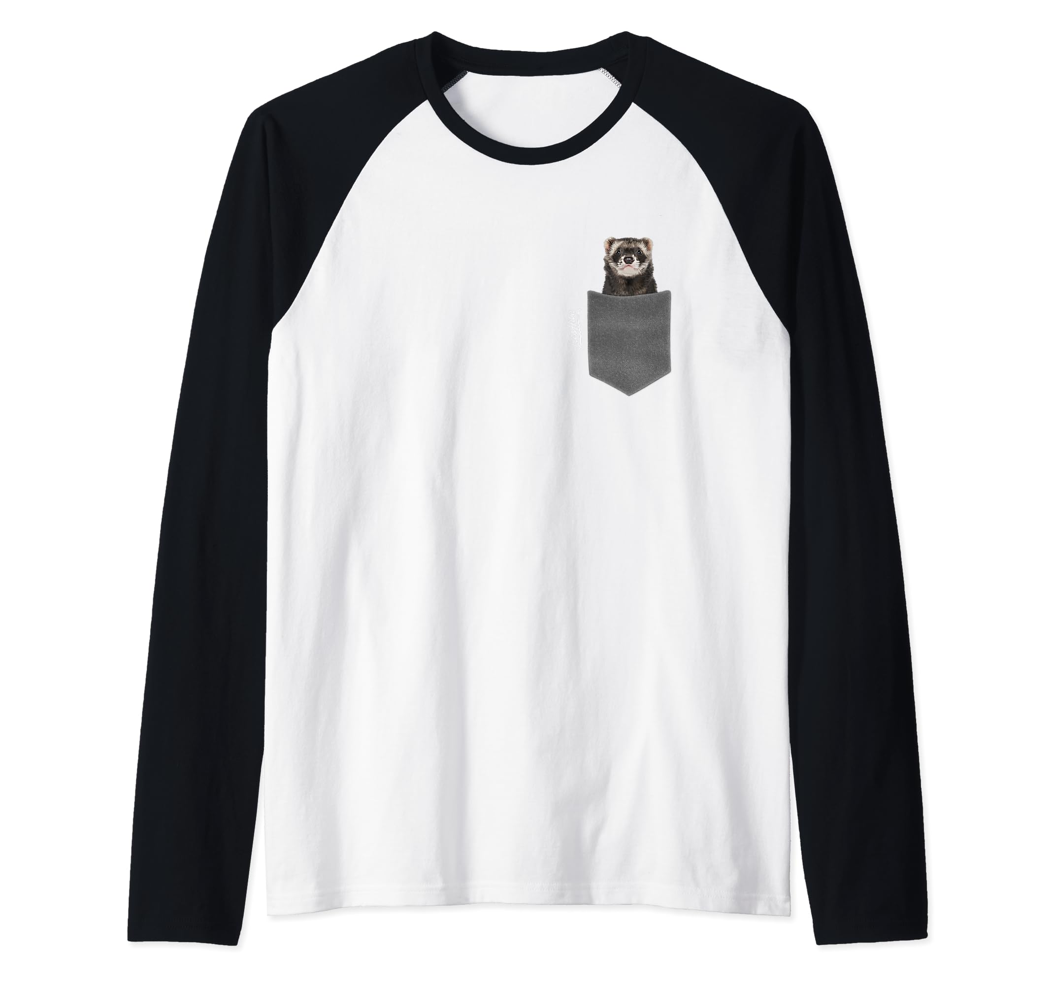 Ferret In Pocket - Men Ferret Raglan Baseball Tee, Black