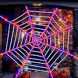 Giant Lighted Spider Web Decoration - 12 Ft Outdoor/Indoor Halloween Yard Decor with 120 LED Waterproof Spider Web Lights