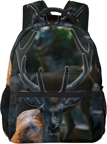 Miniatura 6 de Mochila informal ligera para estudiantes con cuernos de ciervo para exteriores, ligera y portátil, adecuada para la escuela, el trabajo, las