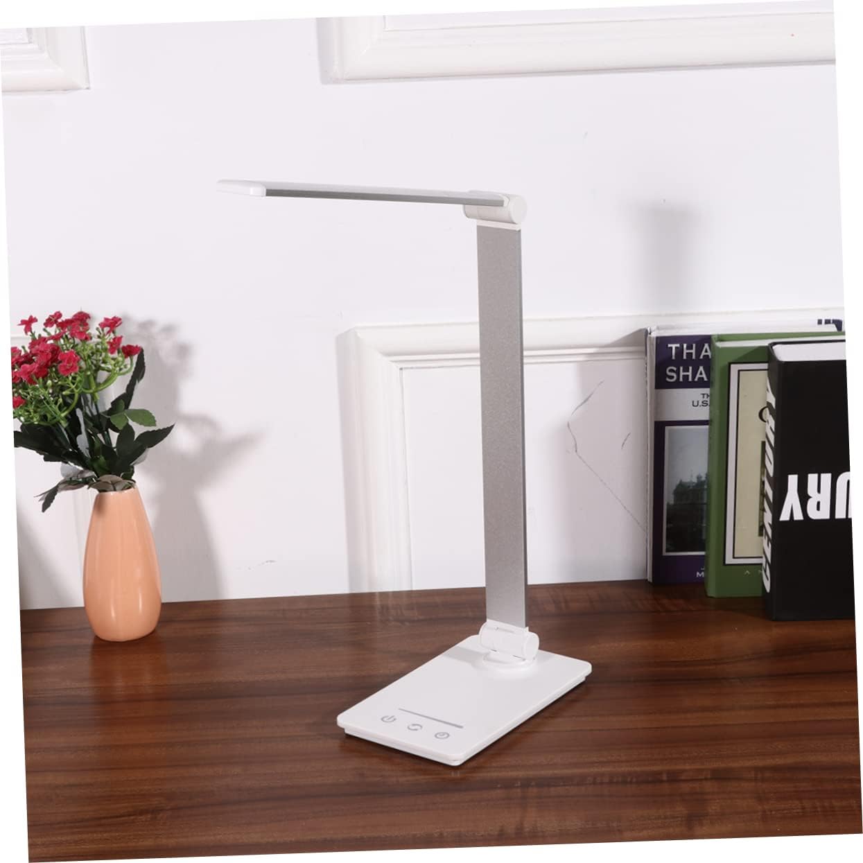 Rechargeable Touch Control Led Desk Lamp with Eye Protection Brightness and Design for Home and Office Use Silver Modes