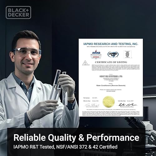 Miniatura 7 de BLACK+DECKER Filtro de agua para debajo del fregadero de 10 pulgadas  Filtración eficiente  8,000 galones  Certificado NSFANSI 372 y 42  Elimina