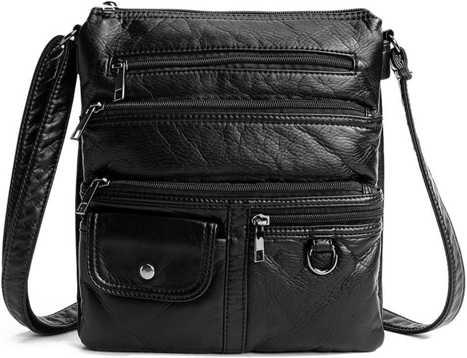 Women Soft PU Leather Multi Pockets Shoulder Bags Retro Flap Bags Handbags and Purses Small Travel Holiday Bag