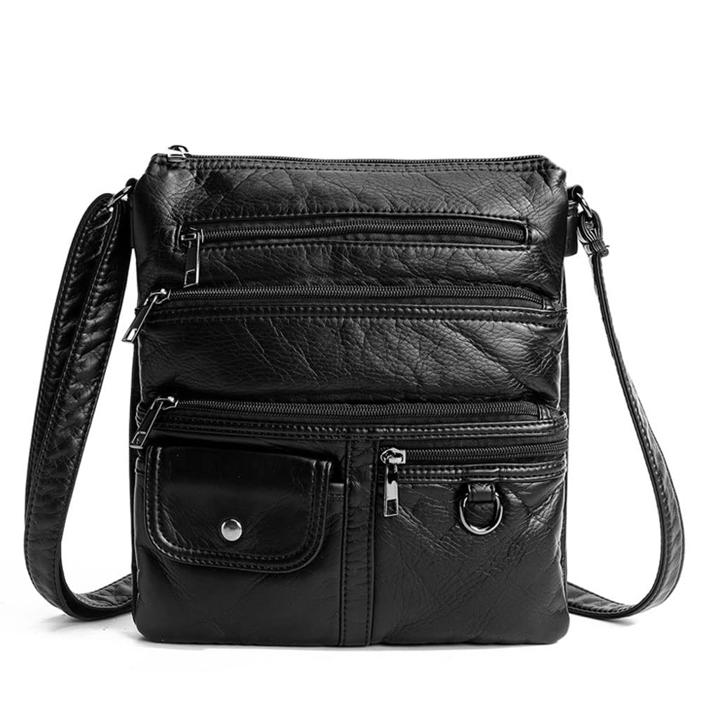 SCOFY FASHIONWomen Soft PU Leather Multi Pockets Shoulder Bags Retro Flap Bags Handbags and Purses Small Travel Holiday Bag