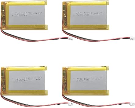 Nzzz 4Pcs 3.7V 2100mAh 103450 Battery 1S 1C, Dual Protection Board & Micro JST 1.25 Connector for ESP32 Development Board, Mesh Node T114 & Electronic Devices NiMH