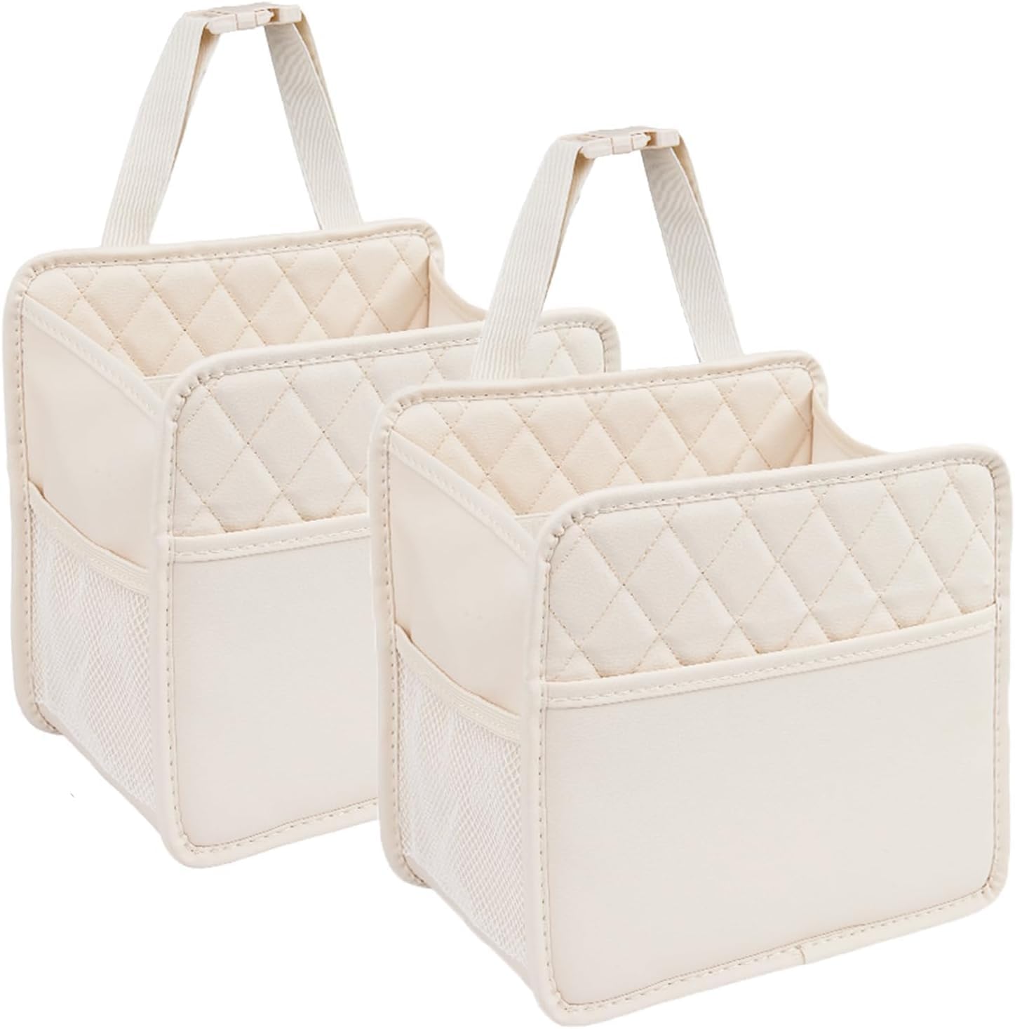 YCJHBGFS Leather Car Handbag for Toyota Prius XW50 XW30 / 5.Gen 2003-2025,Car Backseat Organizer large capacity Back Seat Storage Pockets,Beige-2 Pack