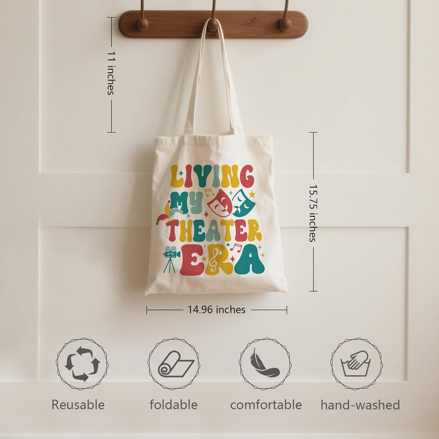 Aesthetic Canvas Tote Bag for Women - with Magnetic Snap Closure & Zipper Inner Pocket Reusable Bag for Shopping - Image 4