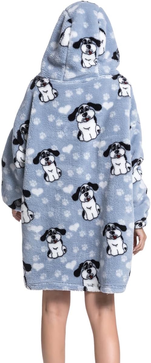 Ancokig Oversized Hoodie Sweatshirt Blanket,Super Soft Warm Comfortable Blanket Hoodie,Suitable for Women and Men (Big Ear Dog)