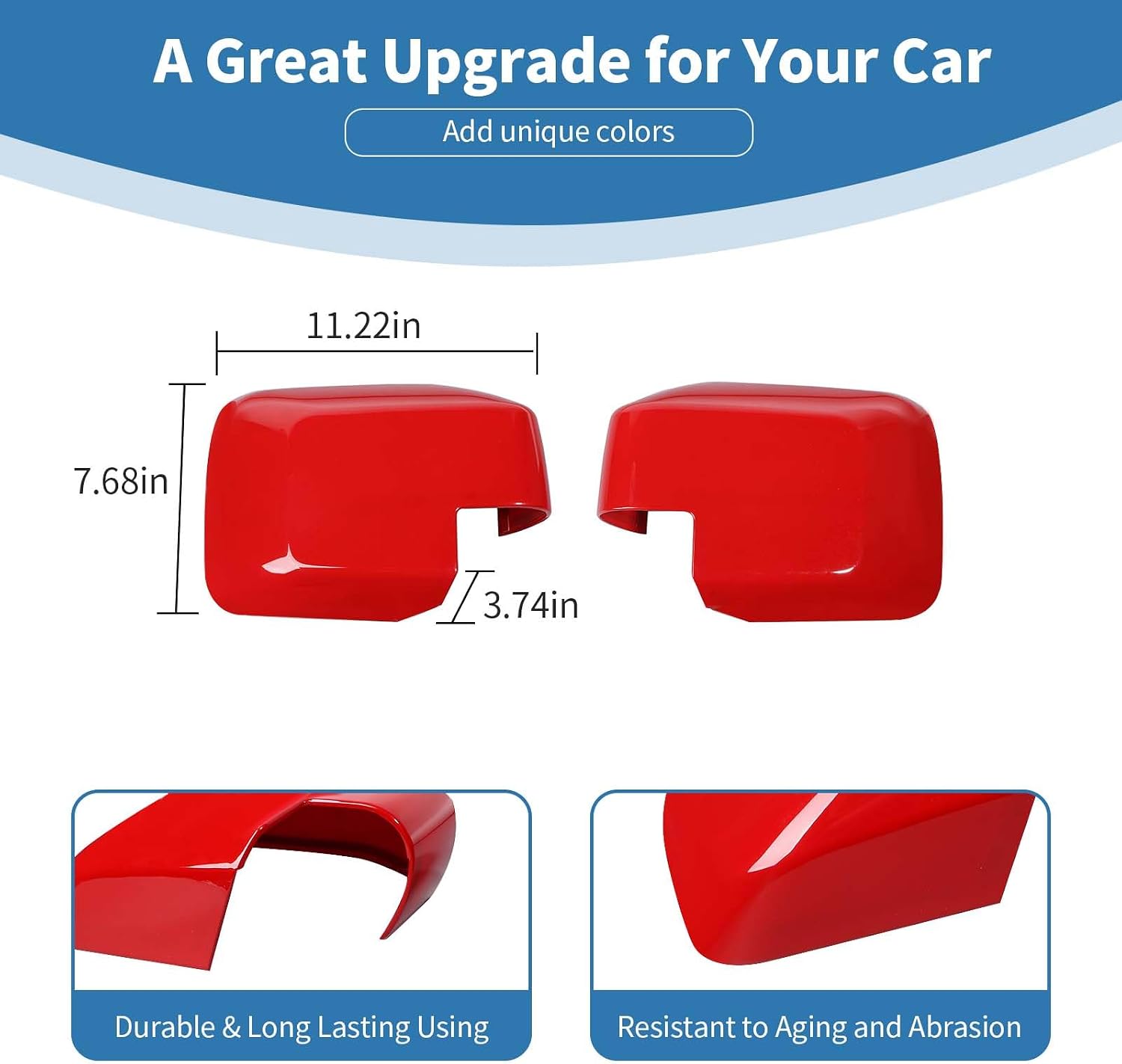 for Bronco Side Mirror Cover Trim Red for Ford Bronco 2021 2022 2023 Red Exterior Accessories 2pcs (for Mirror Without Light & Not for Sport)