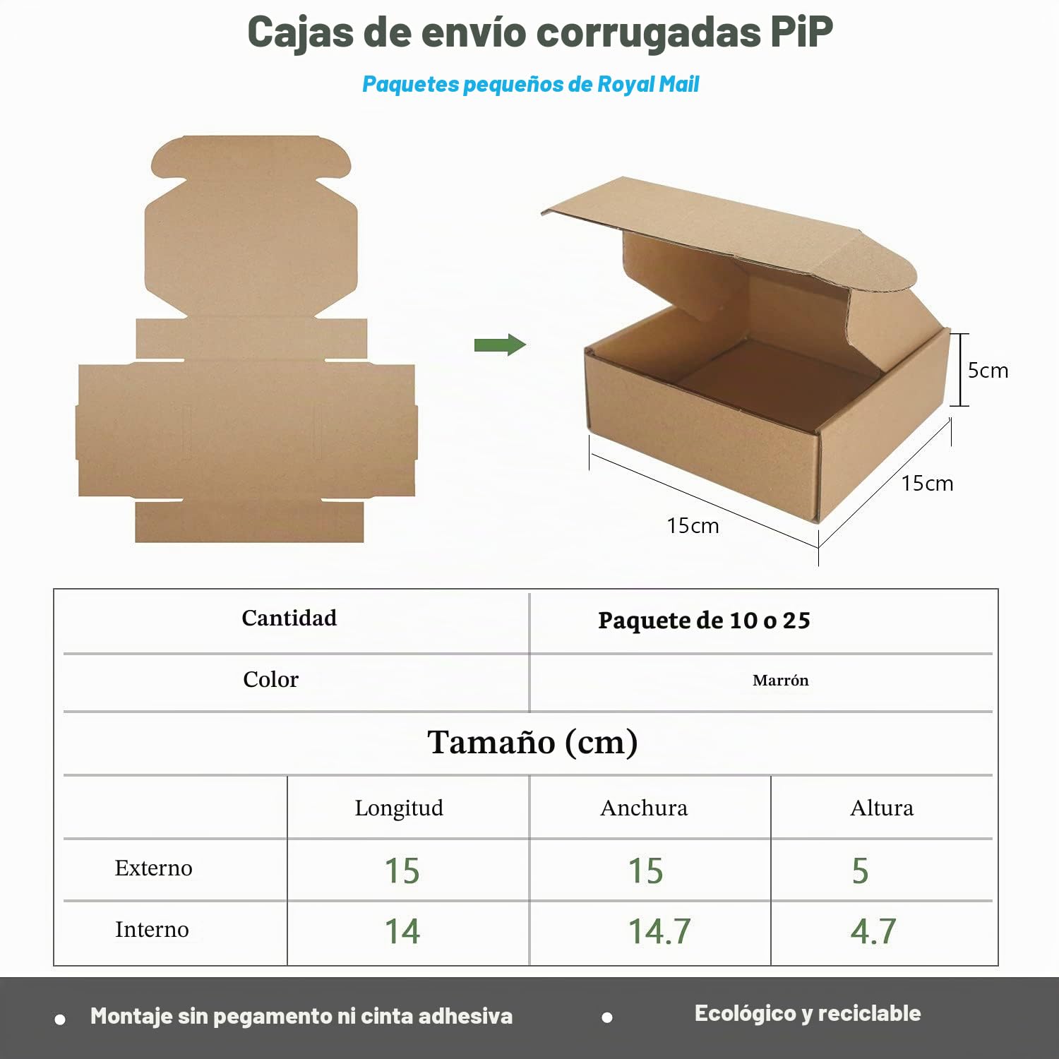 25 Piezas Cajas de Cartón Corrugado, 150x150x50mm Cajas de Paquetes Pequeños, Cajas de Embalaje para Negocios, Correos, Almacenamiento o Regalo