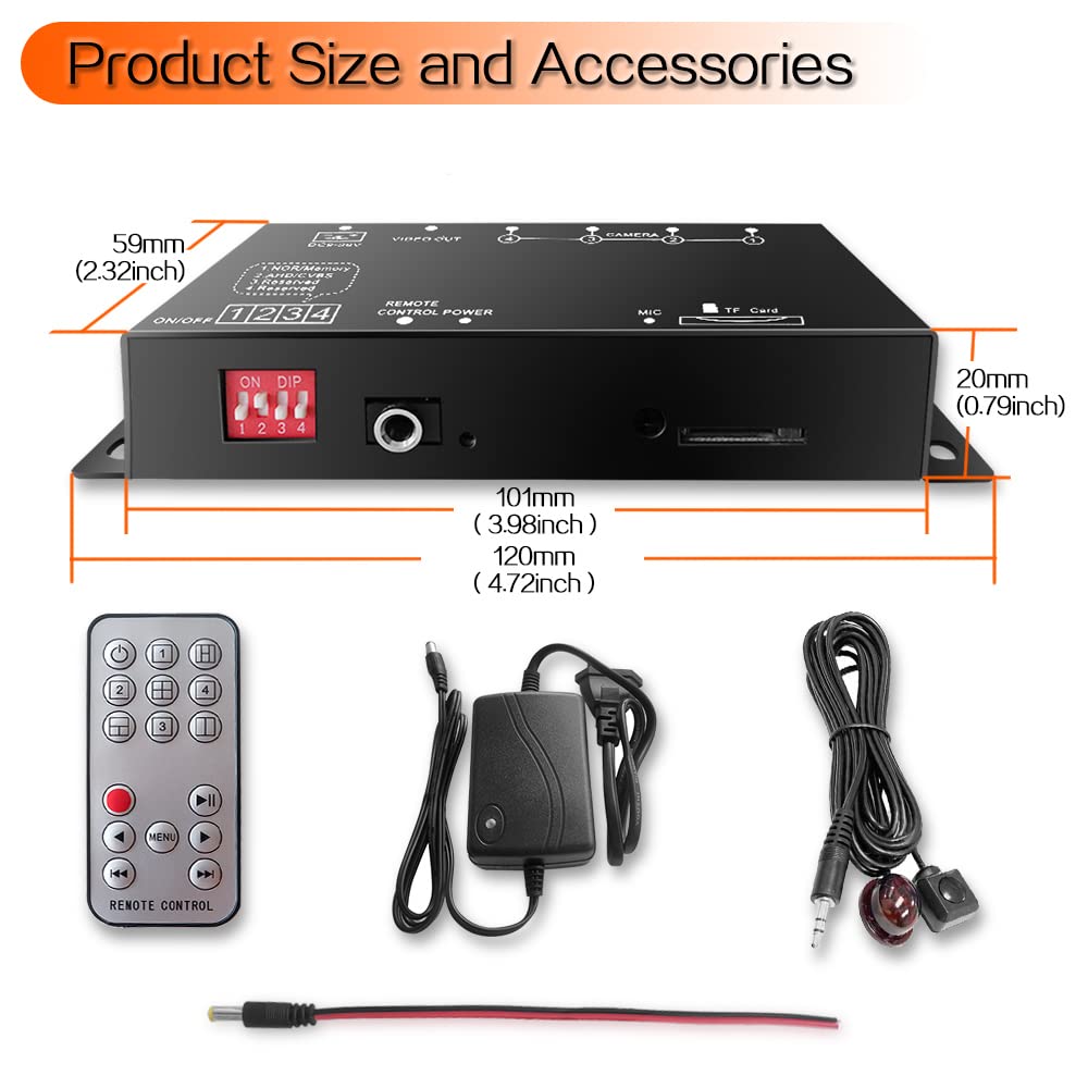 Mini 4 canales 720P HD DVR portátil DVR para cámaras de vigilancia AHD CCTV, soporta grabación de vídeo en bucle, grabación de audio, múltiples idiomas OSD, admite tarjeta de memoria de 128 GB en máx