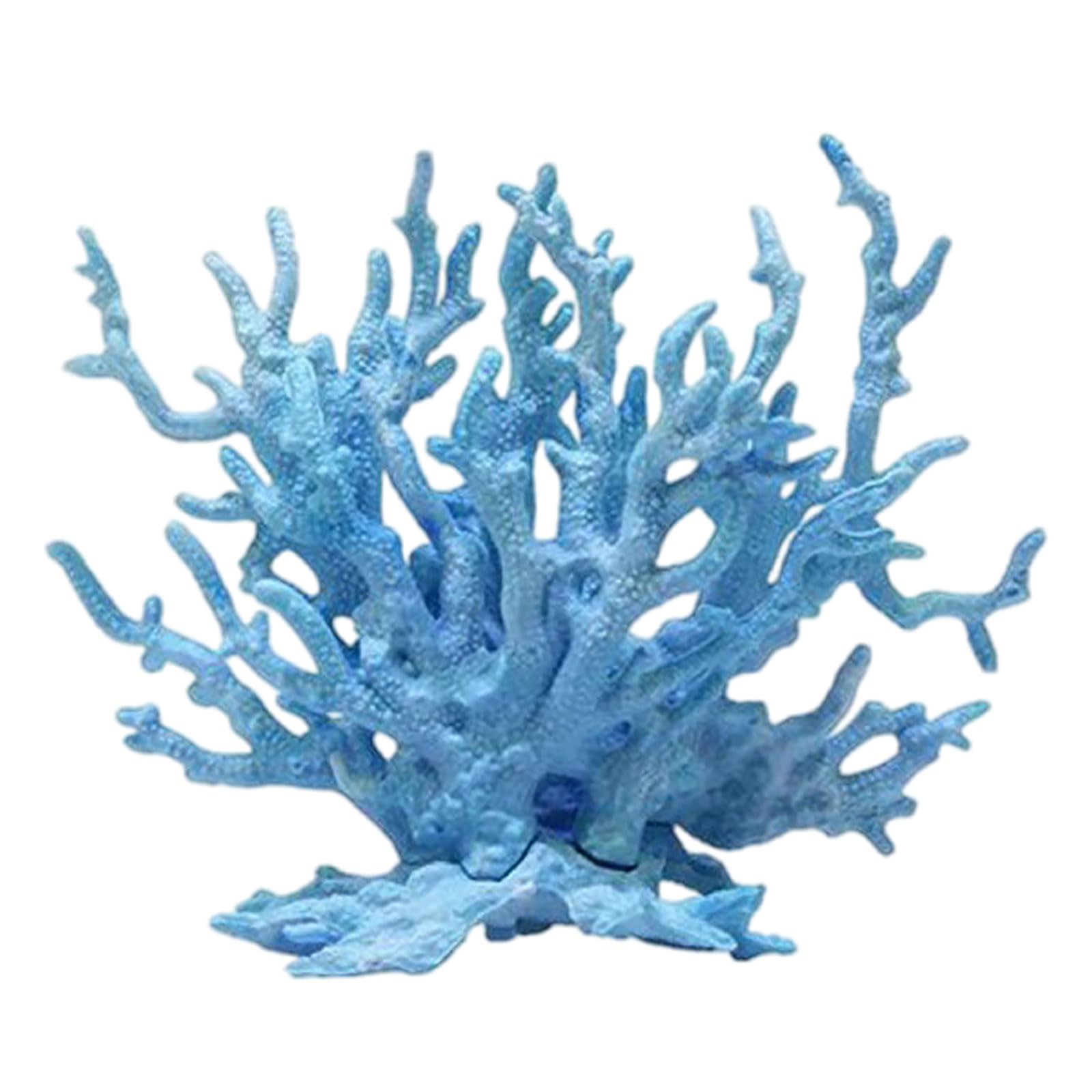 COYOUCO Decoración De Coral, Adornos De Resina De Coral Realistas, Plantas De Coral De Acuario De Resina Artesanal Ideal para Peceras Y Decoración De Mesa,Azul