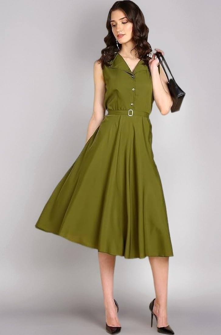 Buy Rudraaksha Trendy Safari Collared Dress for Women (Green_S) at Amazon.in