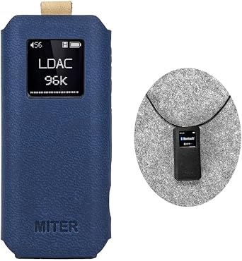 MITER CASE for FiiO BTR15, Handmade Italy Artificial PU Leather Cover with Necklace Cord for BTR15 Navy