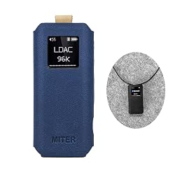 MITER CASE for FiiO BTR15, Handmade Italy Artificial PU Leather Cover with Necklace Cord for BTR15 (Navy)