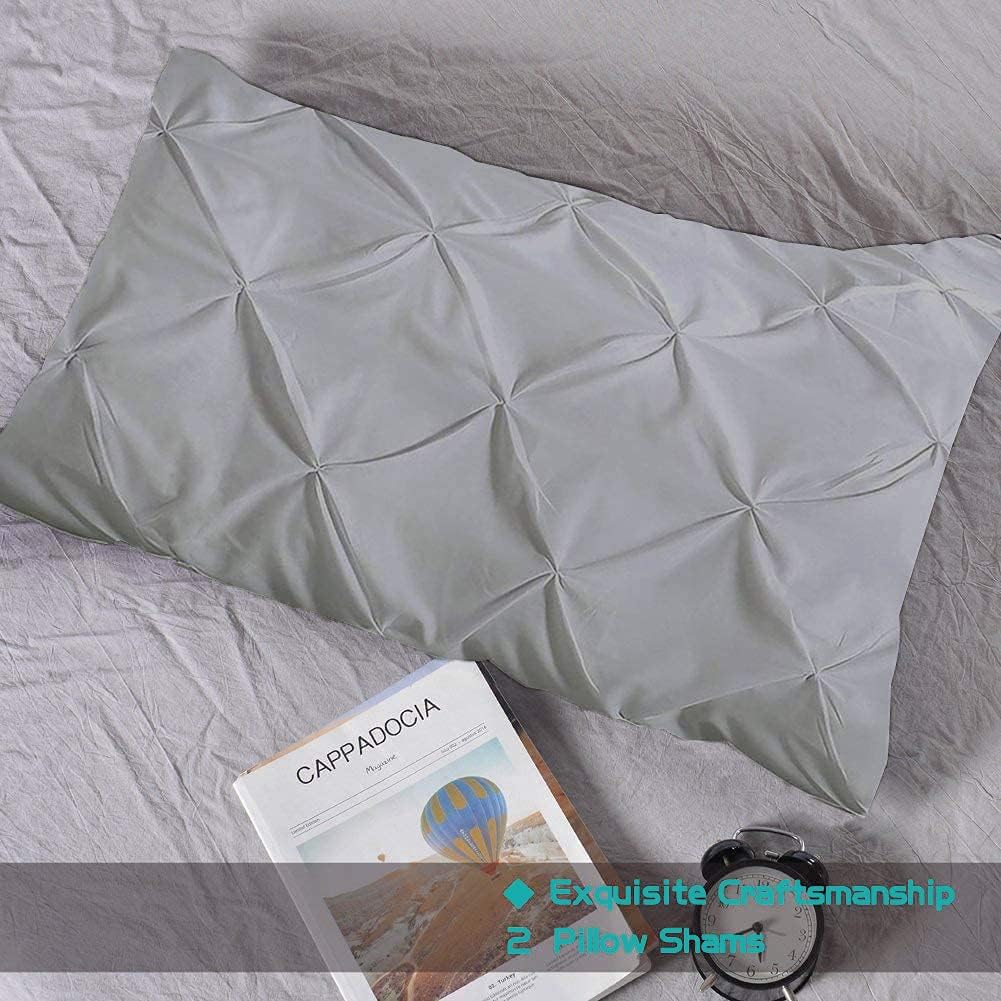 Pillow Sham Set of 2 Pinch Silver Pillow Shams King - 20x36 Pillow Cover/Cases 600 TC 100% Egyptian Cotton Hotel Class Bedding Pinch Pleated Decorative Pillow Shams Set