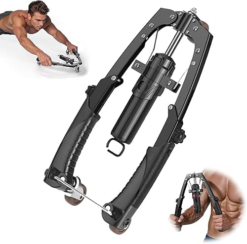 Mymus CoreFlex Twister Pro, expansor de pecho 2 en 1 y fortalecedor de antebrazo con rueda de rodillo abdominal, equipo de gimnasio en casa para la