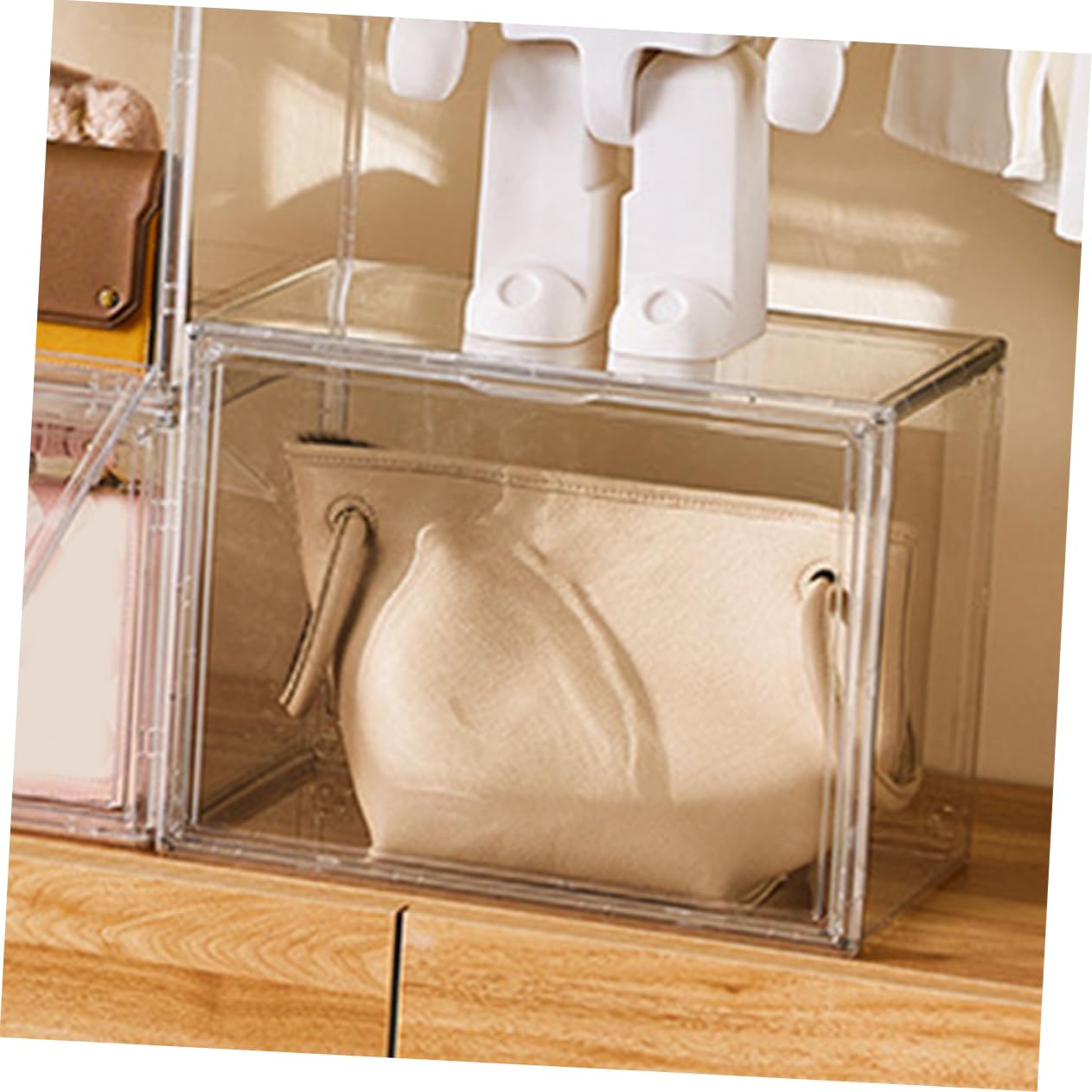 STOBAZA Vitrina para Zapatos Grande Caja de Exhibición Transparente Plástico Resistente Tapa para y Colecciones de Figuras Almacenamiento Organizado Hogar