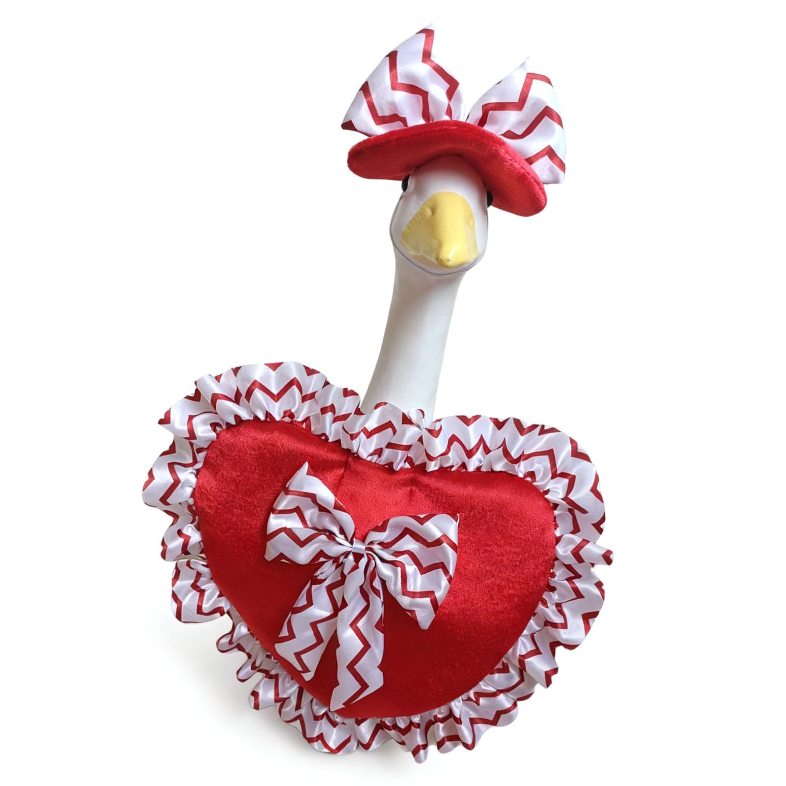 Piceioep Celebration Polyester Porch Geese Decoration Heart Lace Detailing Weather Proof Designs for Indoor Outdoor Use Outdoor Valentines Decorations