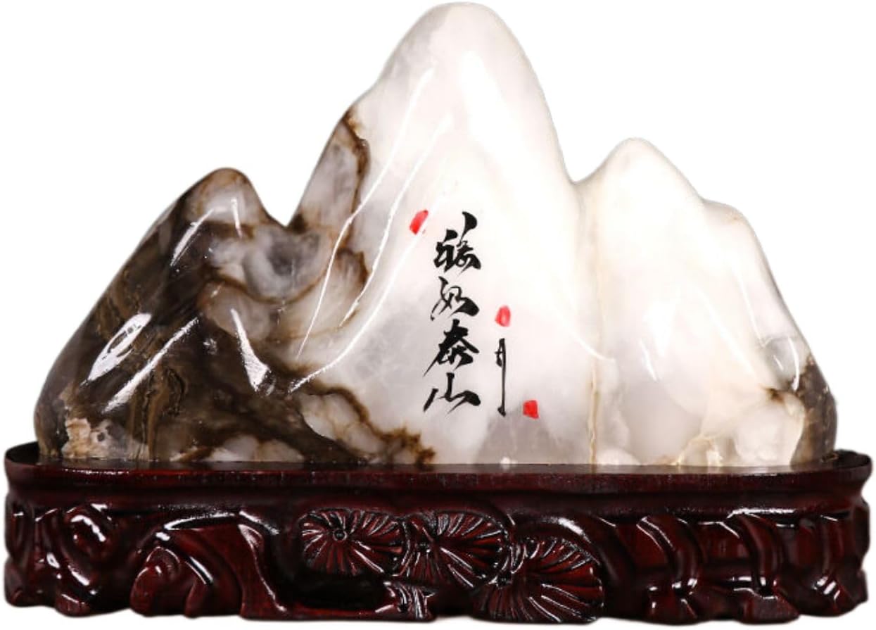 泰山石天然 Raw Natural Stone,原石摆件 Feng Shui Figurine Home Office Decor Chinese Gifts 真正宗泰山石敢当镇宅室内客厅办公室靠山石头 9408