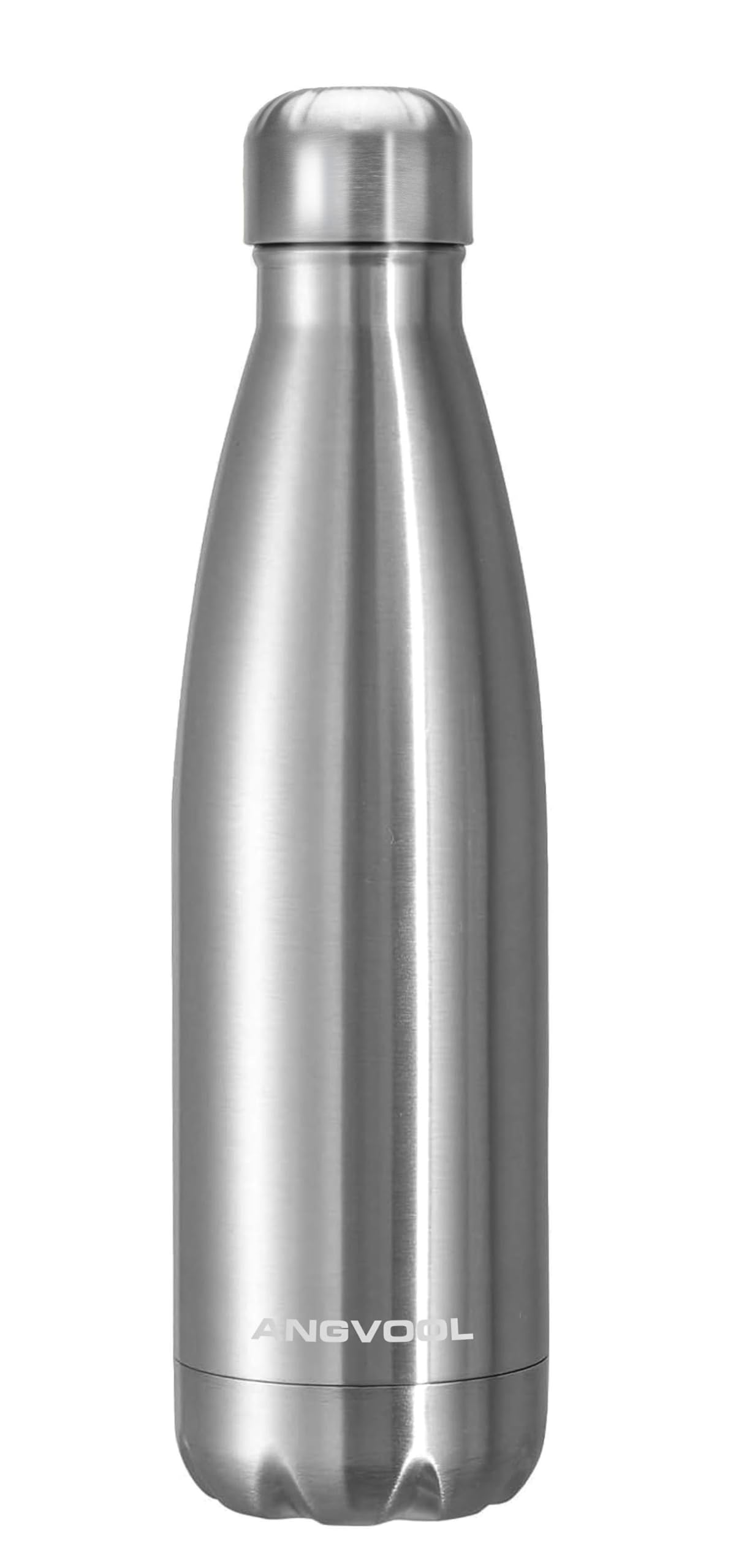 ANGVOOL Insulated Water Bottle, Stainless Steel Metal Thermal Flask for Hot and Cold Drinks, Leak Proof BPA Free Drinking Bottles for Kids or Adults (Silver, 500ml) โ image 1