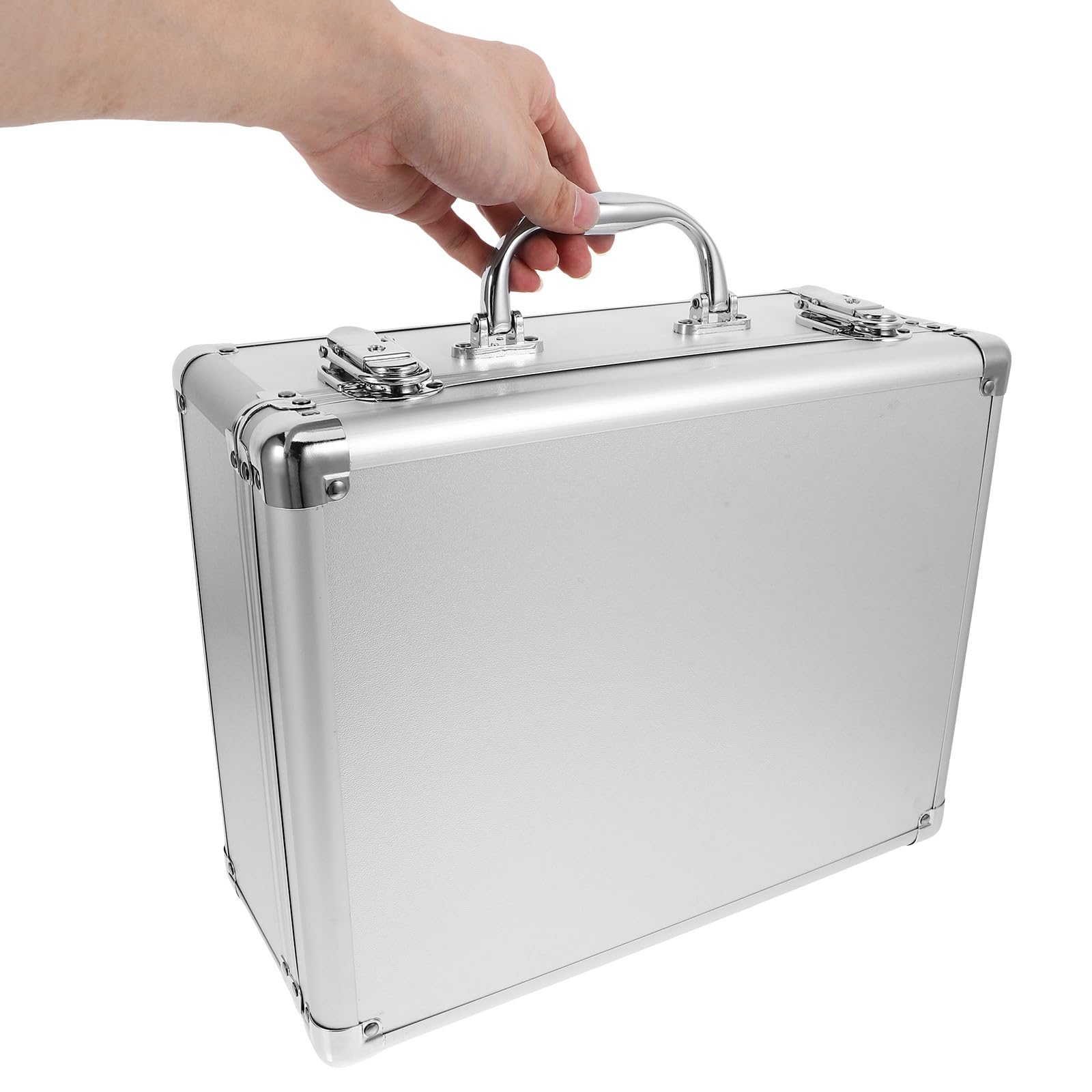 BESPORTBLE Aluminiumlegierung Aufbewahrungskoffer Mittel mit Griff Hartschalen Koffer mit Schloss Multifunktionale Tragetasche für Werkzeug Kamera Kosmetik