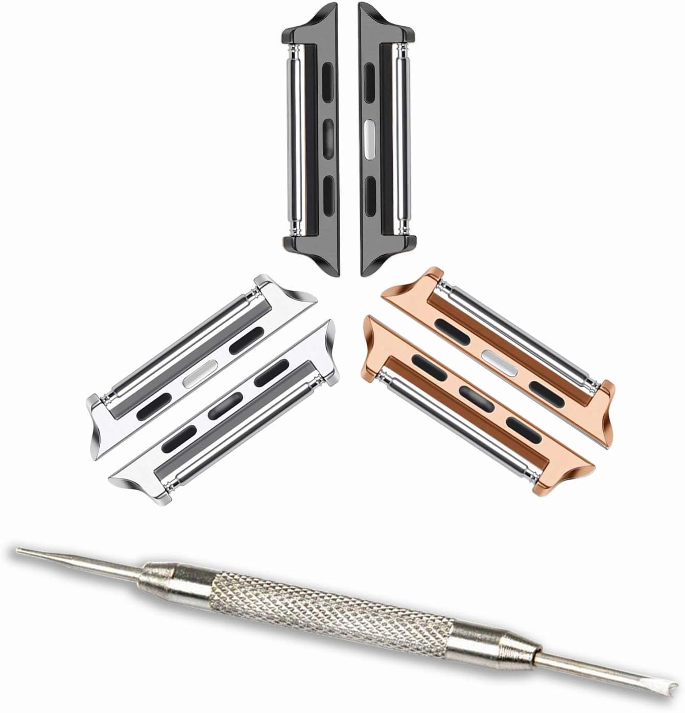 OMECKYConnectors Compatible with Apple Watch Band Adapter, Replacement Link Attachment for iWatch Ultra (49mm) Series 8 7 (45 41mm) 6 5 4 SE (44 40mm) 3 2 1 (42 38mm) 20 22 24mm Width Straps