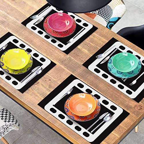Set de table pour table à manger noir et blanc lavable et résistant - 8