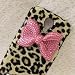 Bling Shiny 3D Black BOW Leopard Key Case Cover For Samsung Galaxy S4 Active (i9295 Water Resistant Version) (Pink Bow)