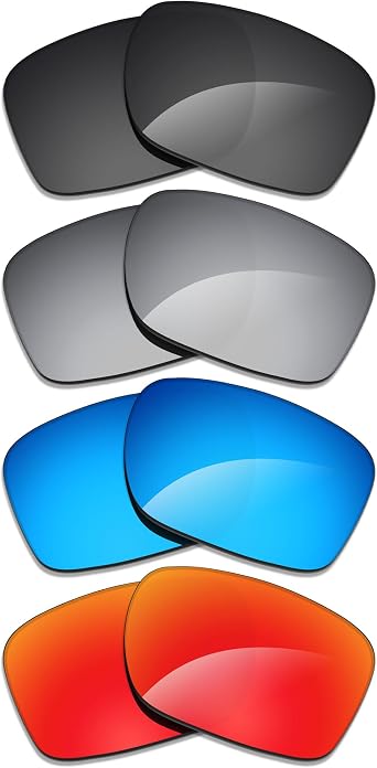 Alphax 4 Pair Polarized Replacement Lenses for Costa Del Mar Reefton Pro 06S9080 Sunglasses- Black+Titanium+Blue+Red