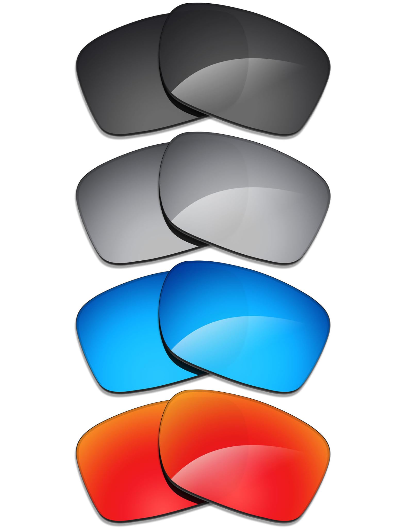 Alphax 4 pares de lentes de repuesto polarizadas para gafas de sol Oakley Leffingwell OO9100, negro, titanio, azul y rojo