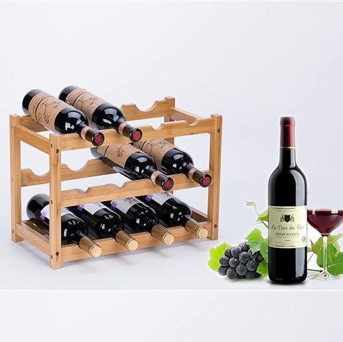 Miniatura 4 de 1 juego de encimera de madera para vino + 2 estilos de metal montado en la pared para almacenamiento de vino soporte de vidrio decorativo