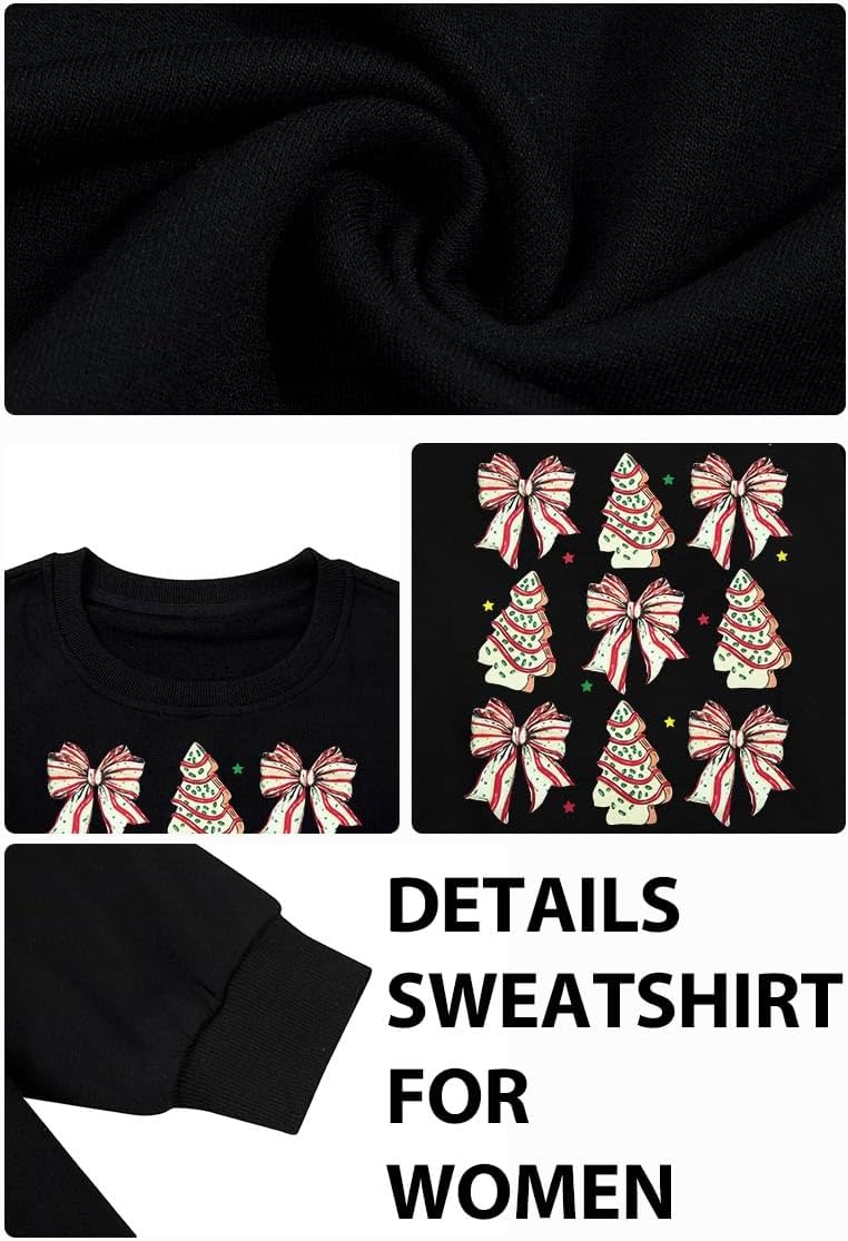 MYHALF Womens White Christmas Sweatshirt Crewneck Christmas Tree Graphic Shirts Oversized Xmas Pullover Sweater