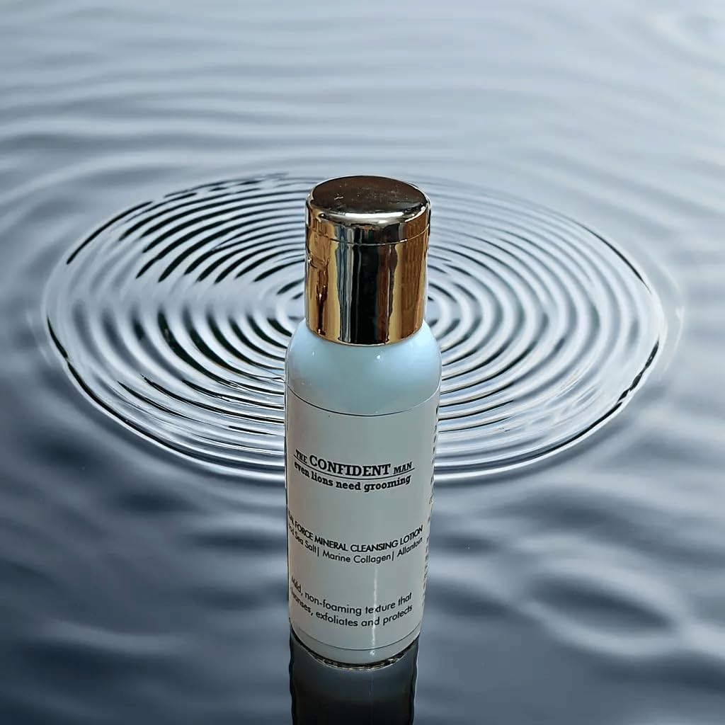 The Confident Man Tidal Force Mineral Cleansing Lotion | Gentle Anti-Aging Cleanser | Dead Sea Salt, Marine Collagen & Allantoin | Purifies & Renews | Handmade| 40ml