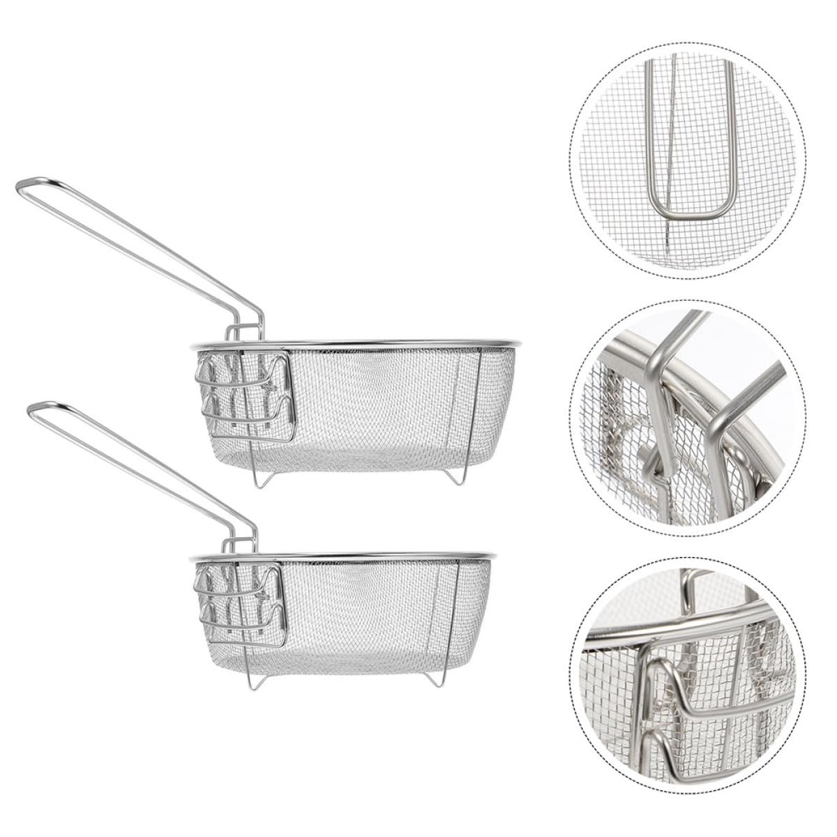 jojofuny Cestas Mango Resistente al Calor 2 Piezas de Acero Inoxidable de Freidora para Freír Verduras y Papas en Cocinas y Hoteles