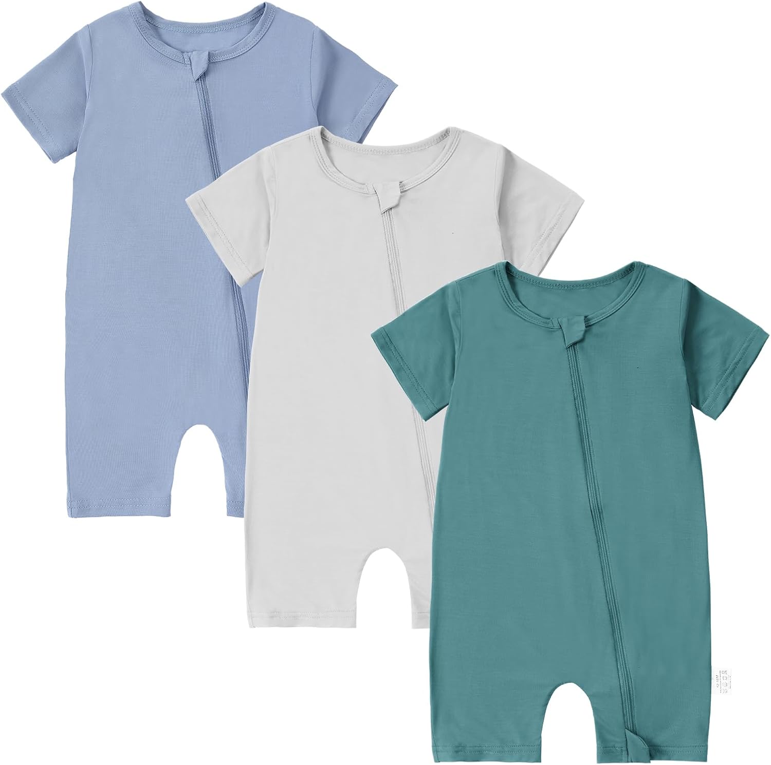 MICHLEY Bamboo Baby Pajamas 3 Pack, Two Way Zipper Bamboo Sleepers for Toddler, Newborn Bamboo Baby Romper Viscose Great Gift
