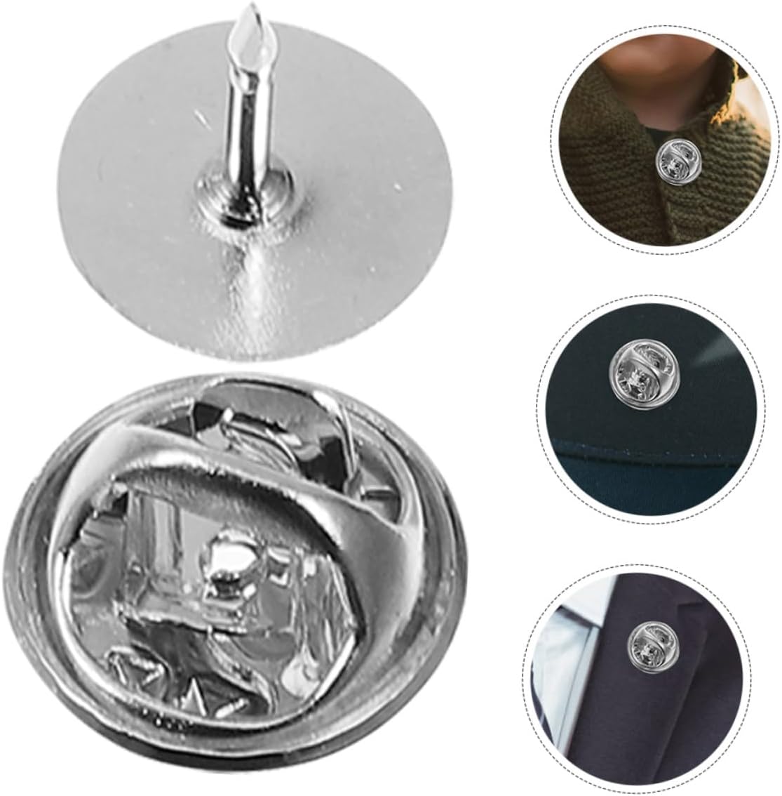 80pcs Stainless Steel Pin Backs for Brooches Safety Lapel and Badges Locking Mechanism for Accessories and Crafts