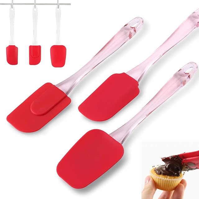 Chef Remi 3PC Premium Silicone Spatula Set - 2Yr Warranty- Amazon's Best Choice for Cooking, Baking- 500°F Heat Resistant Non-Stick Rubber - Dishwasher Proof