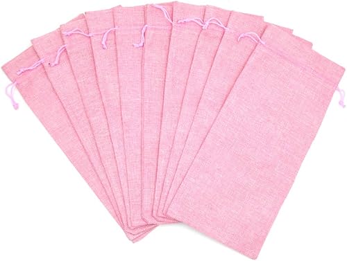 Miniatura 42 de 10 bolsas de regalo de vino de arpillera, con cordón, de lino, champán, bolsa para botella de vino, Navidad, boda, cumpleaños, fiesta, bolsas