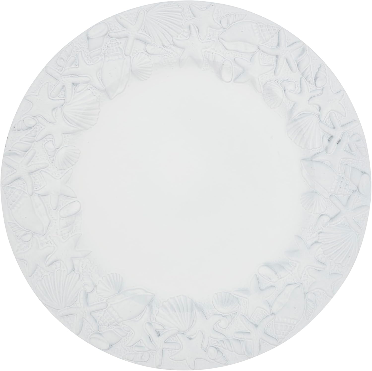 SARO LIFESTYLE Sea Shell Embellished Charger Plate (Set of 4), 13", Natural