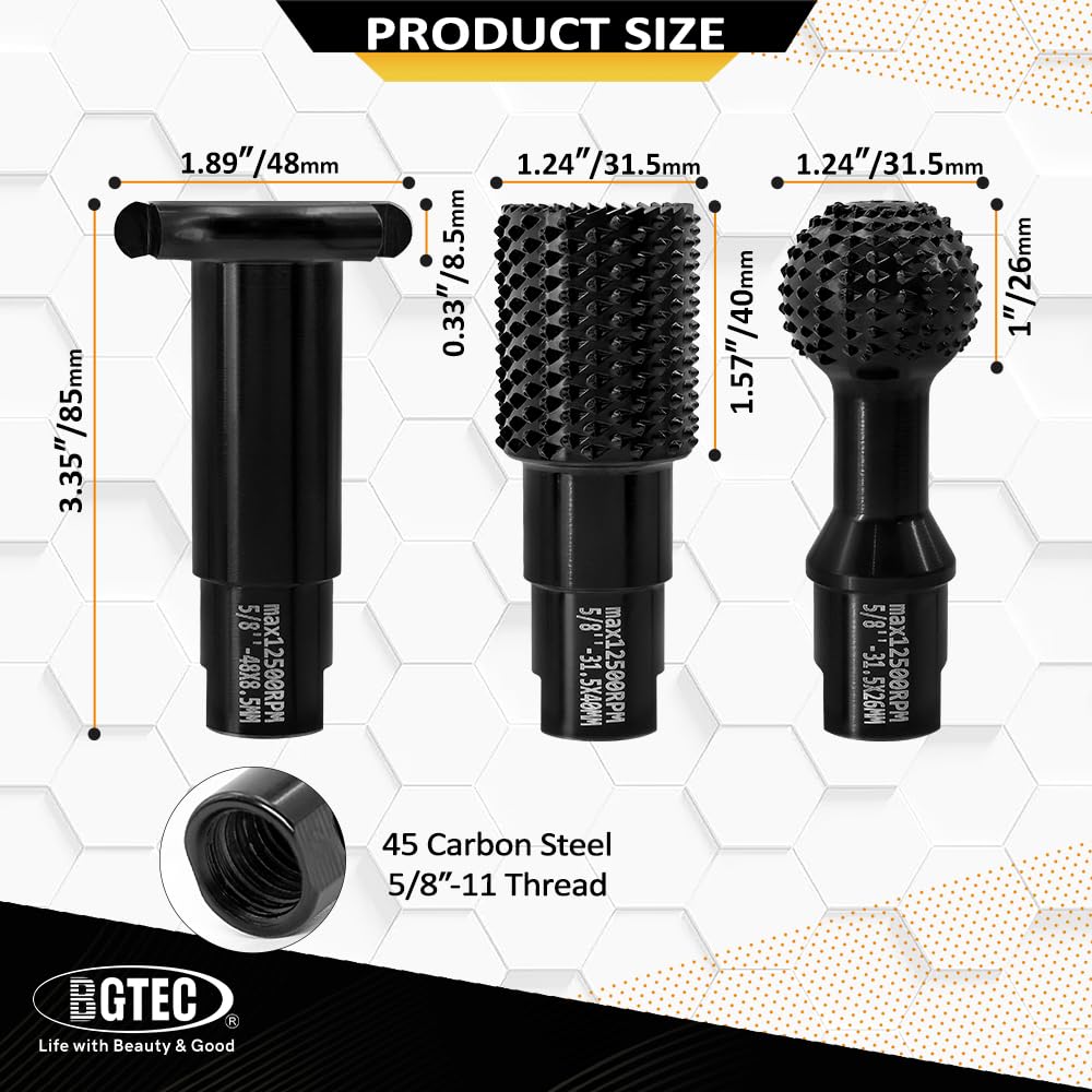 BGTEC 3 punte da trapano per la lavorazione del legno, strumenti per intaglio del legno con filettatura 5/8-11, accessori per smerigliatrice angolare, strumenti per intaglio del legno, rettifica e