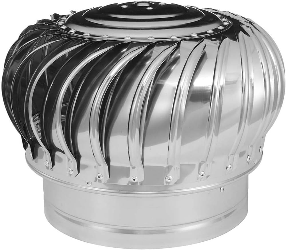 Knbhgujmd One Color Rotating Chimney Cowl Cap, Rotating Chimney Cowl 304 Stainless Steel Turbofan Vent Guard Downdraft Multi Size(250Mm/9.8Inch)